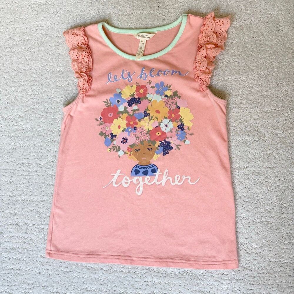 Matilda Jane Dream Chasers Flutter Eyelet Sleeve Let’s Bloom Together NWOT Print